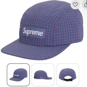 Supreme Purple Plaid Cordura Camp Cap with White Logo